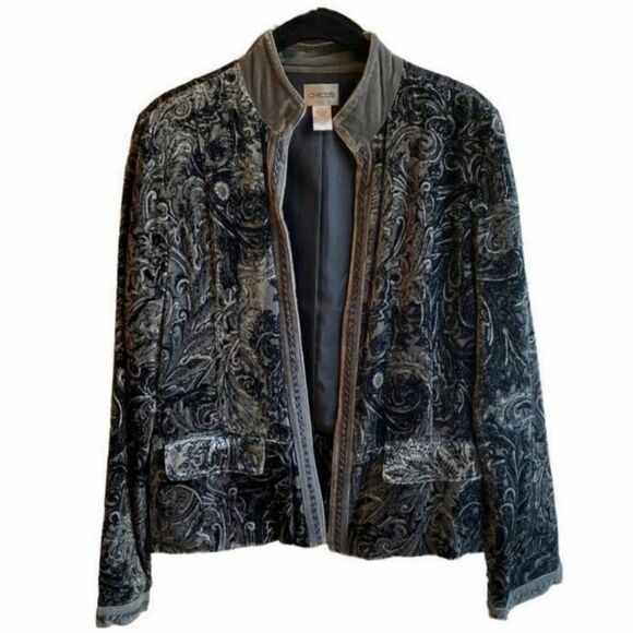 Chico's Velvet Baroque Nikko Jacket Size Lg - Picture 1 of 12